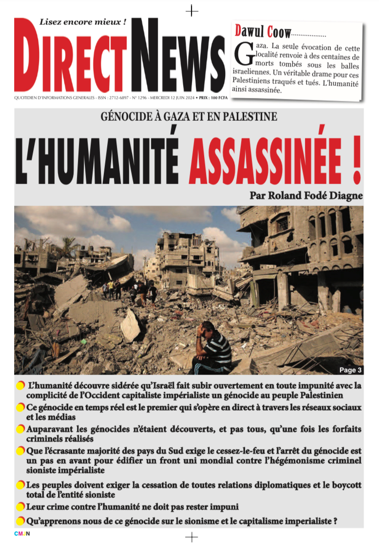 Une du journal Directnewsinfo du Mercredi 13 Juin 2024