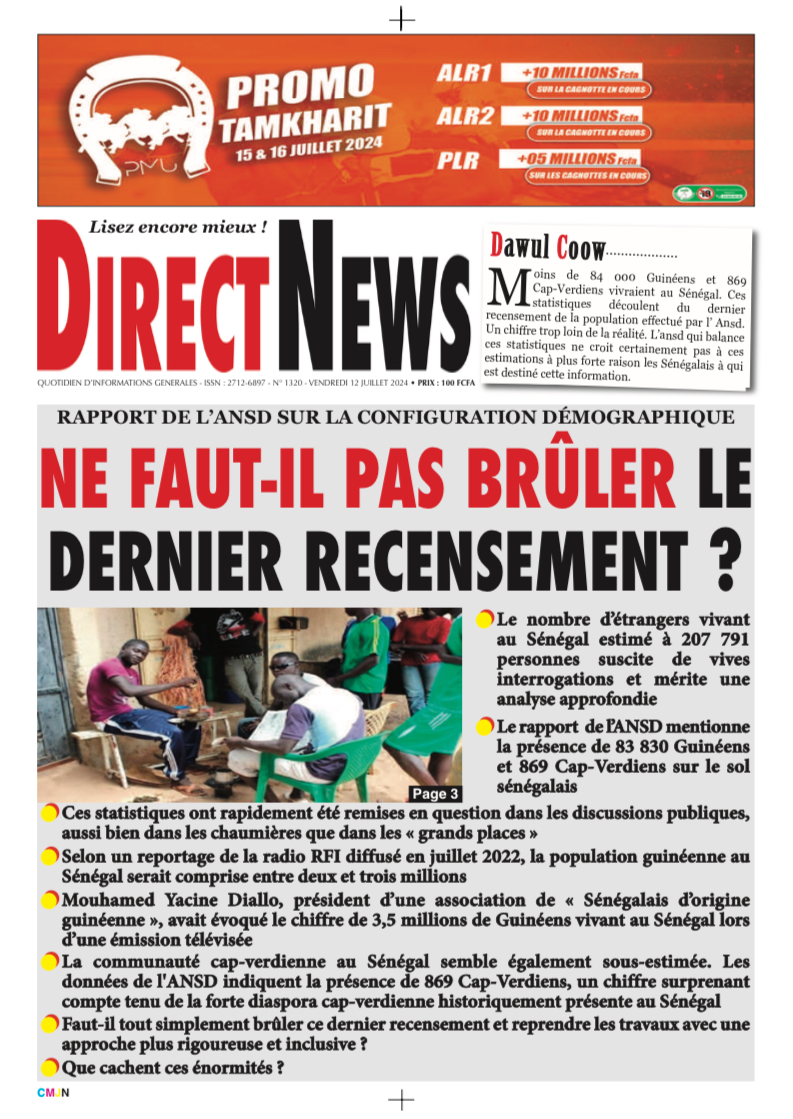 Revue de Directnews  de ce vendredi 12 juillet 2024 signé Junior…