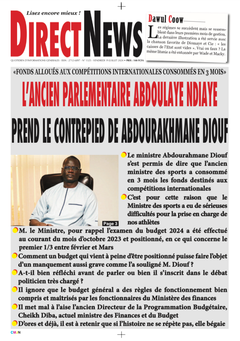 Revue de Directnews  de ce vendredi 19 juillet 2024 avec Junior Sene…