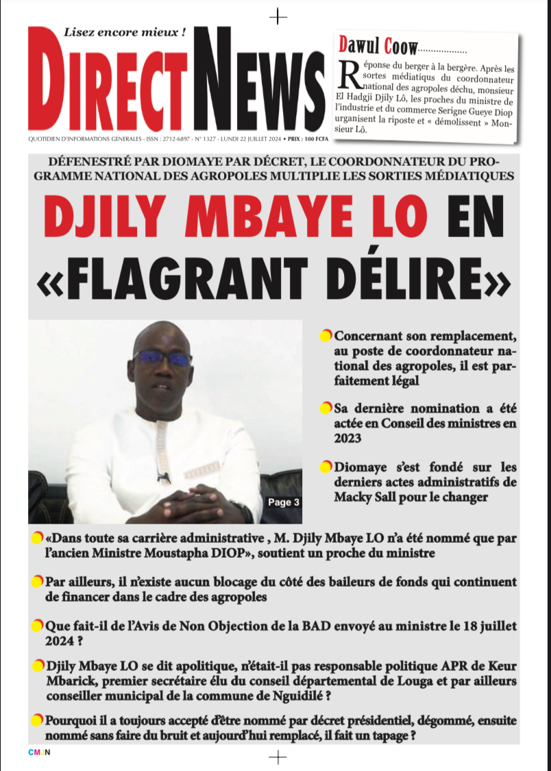 Revue se Directnews de ce lundi 22 juillet 2024 avec Junior Sene….