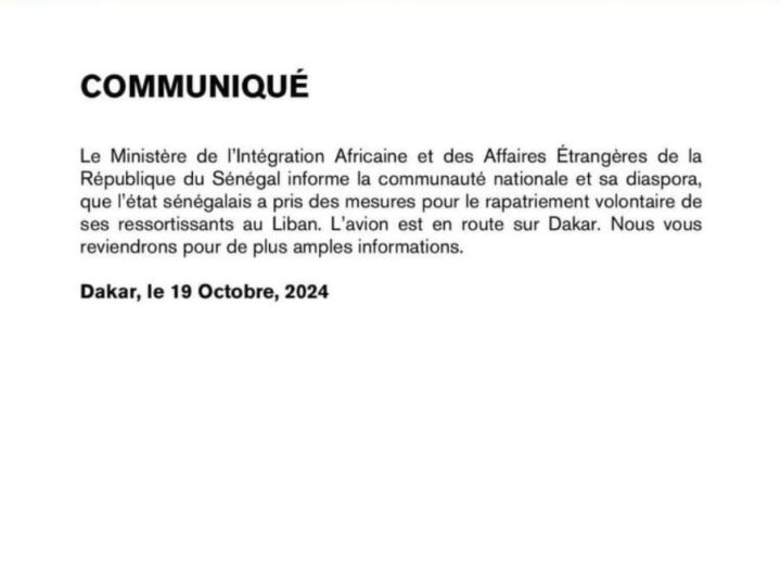 Rapatriement de 700 ressortissants sénégalais au Liban : le Gouvernement a envoyé un avion