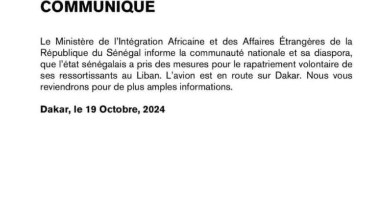 Rapatriement de 700 ressortissants sénégalais au Liban : le Gouvernement a envoyé un avion